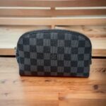 LV Black and Grey Makeup Case Pouch