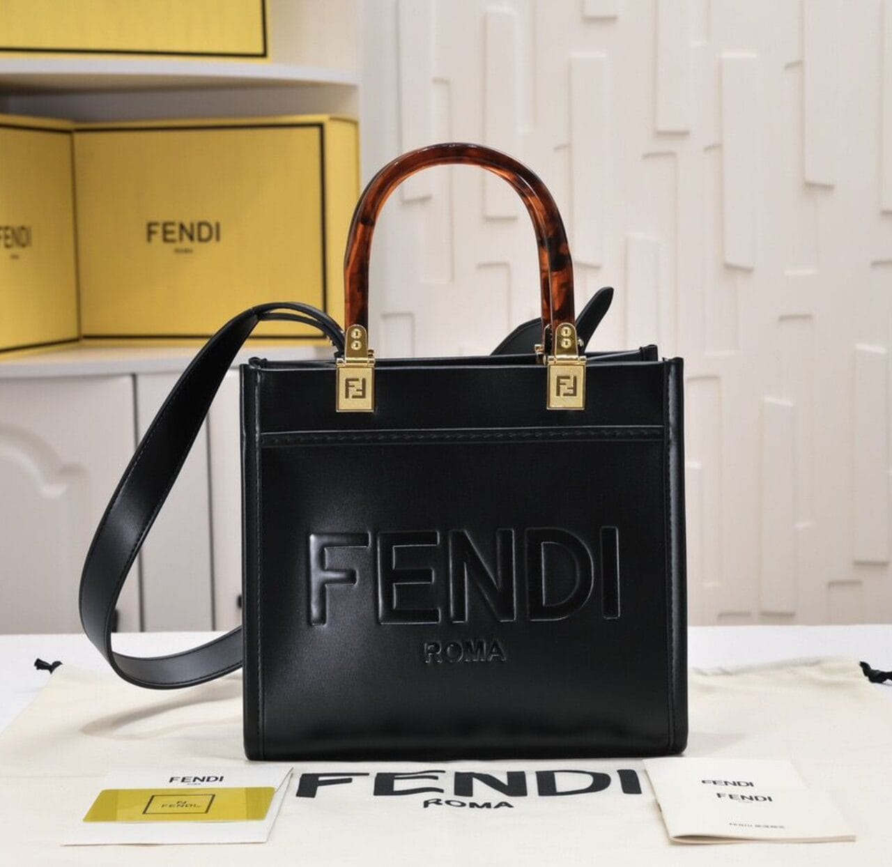 Fendi Sunshine Small Leather Black Bag